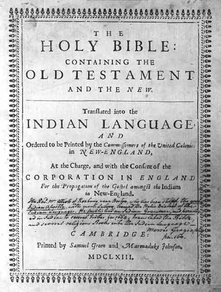 The first Bible printed in New England